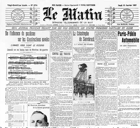 Le Matins udfordrende artikel i 1907.