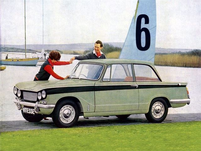 Triumph Vitesse kunne kendes fra Herald på de dobbelte forlygter.
